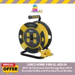 LINK2HOME EM-EL-600-N Ft. Extension Cord Reel With 4 Outlets & Circuit Breake. Fixed Price $61.97.
