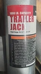 Trailer Jack Haul Master 1000 Lbs. Capacity Swing-away. Fixed Price $29.99.