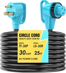 Circlecord 30 Amp 25 Feet Rv Power With 90 Right Angle Twist Locking, Heav. Fixed Price $109.84.