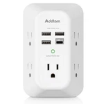 Addtam Usb Wall Charger Surge Protector 5 Outlet Extender With 4 1C3A, White. Fixed Price $13.12.