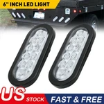 Pair 6" Trailer Truck 10 Sealed Clear/white Oval Stop Turn Brake Tail Lights. Fixed Price $21.99.