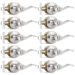10 Pack Privacy Door Levers Brushed Nickel Handles, Wave Style Reversibl.... Fixed Price $140.10.