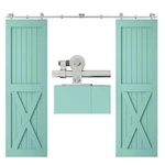 Tsmst 10FT Sliding Barn Feet Track Kit, Shape For Two Doors. Fixed Price $93.97.