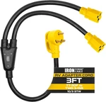 Iron Forge Cable Rv Cord, Generator And TT-30P Splitter 5-15R, Yellow. Fixed Price $40.33.