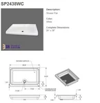 Specialty Recreation SP2438WC Rv Shower Pan 24" X 38" Center Drain White - Abs. Fixed Price $198.89.