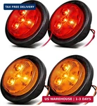 New Sun 2" Round Side Marker Led Trailer Lights, 4 Diodes 12V Red & Amber, Seale. Fixed Price $27.97.