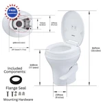 Rv Toilet 18.4 Inch Gravity Flush Soft Close Seat Seaflo Residential Height. Fixed Price $259.99.